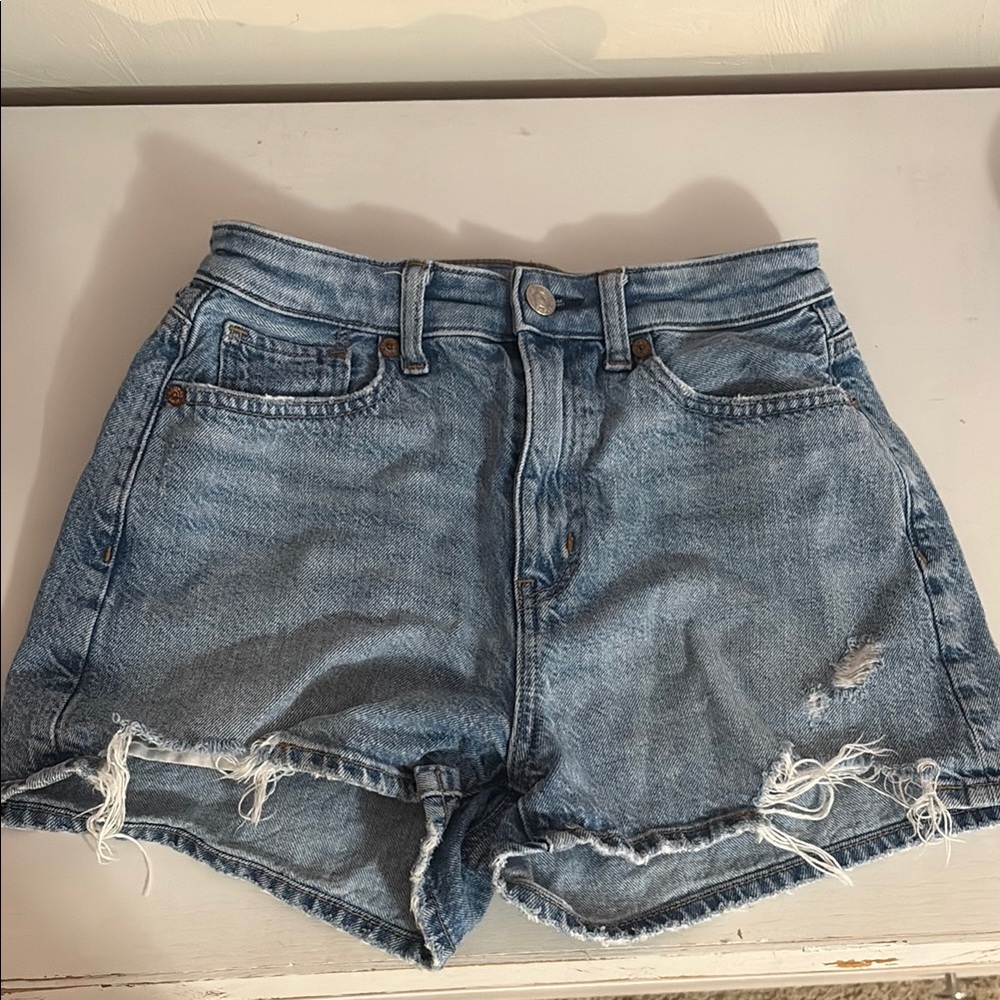 American Eagle Light Blue Ripped Jean Shorts
